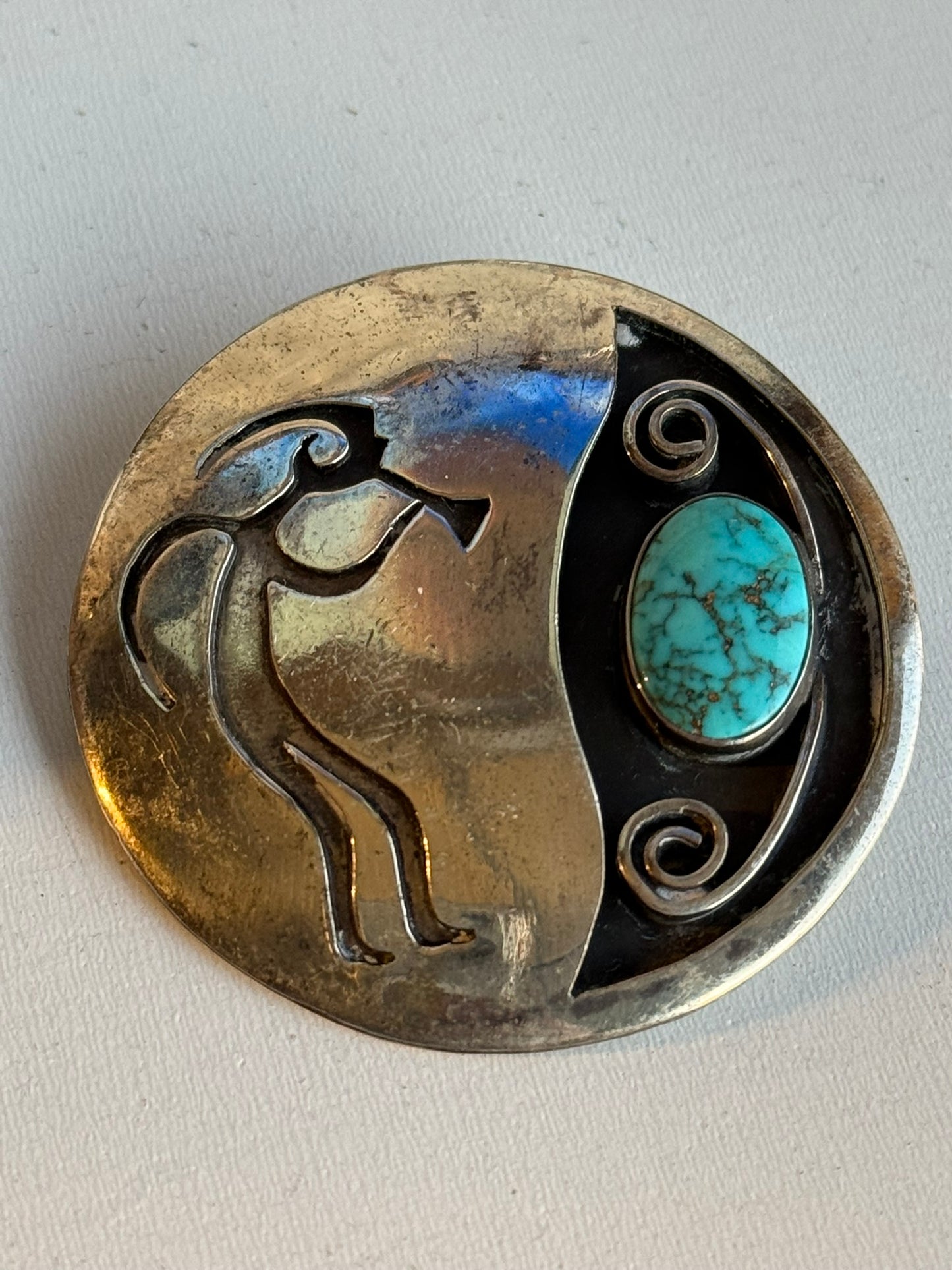 Hopi Pendant/ Brooch Turquoise and Sterling Silver