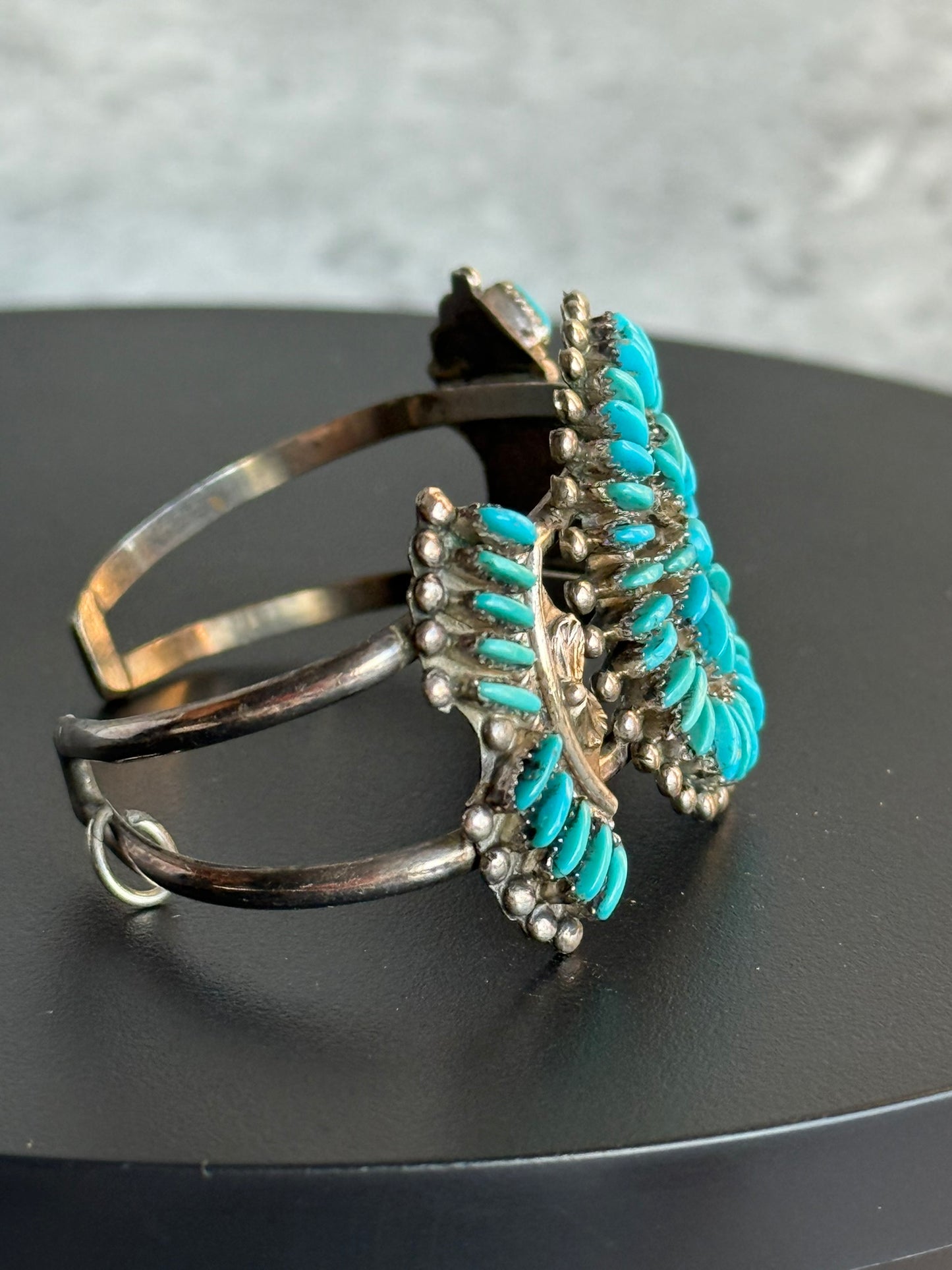 Ray & Eva Wyaco ZUNI Sterling Turquoise Needlepoint Cuff Bracelet -