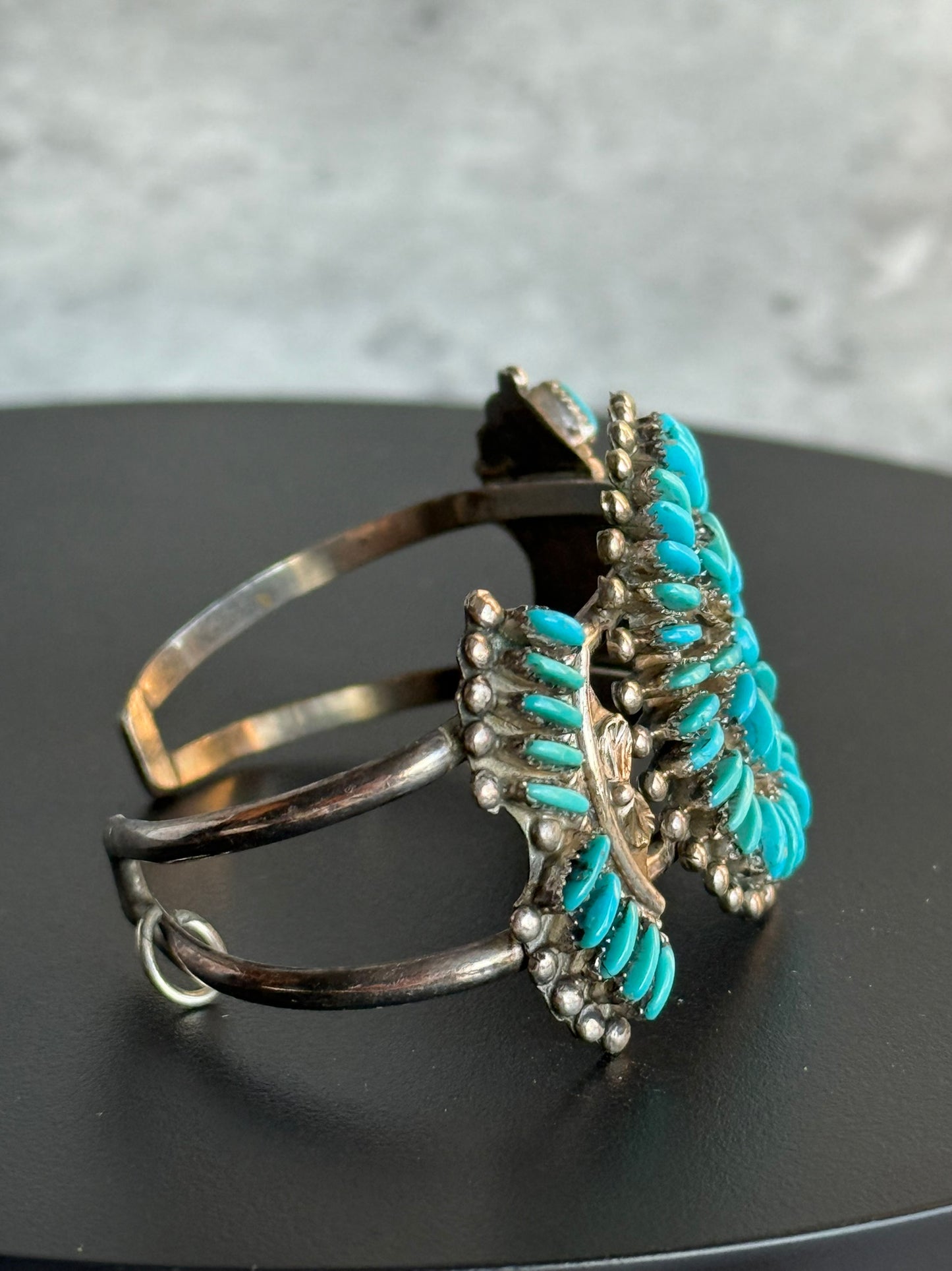 Ray & Eva Wyaco ZUNI Sterling Turquoise Needlepoint Cuff Bracelet -