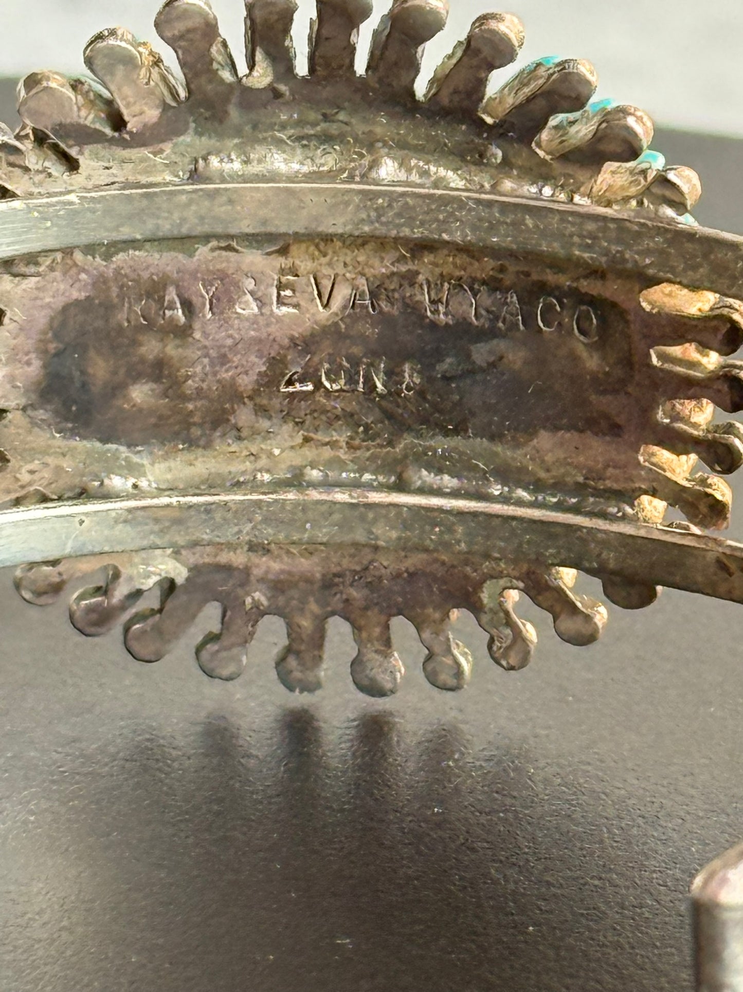 Ray & Eva Wyaco ZUNI Sterling Turquoise Needlepoint Cuff Bracelet -