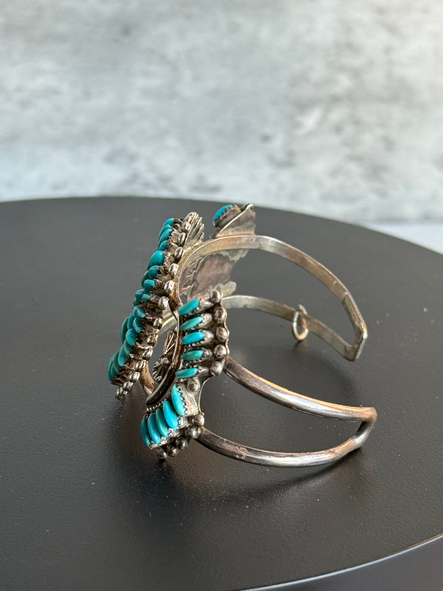 Ray & Eva Wyaco ZUNI Sterling Turquoise Needlepoint Cuff Bracelet -