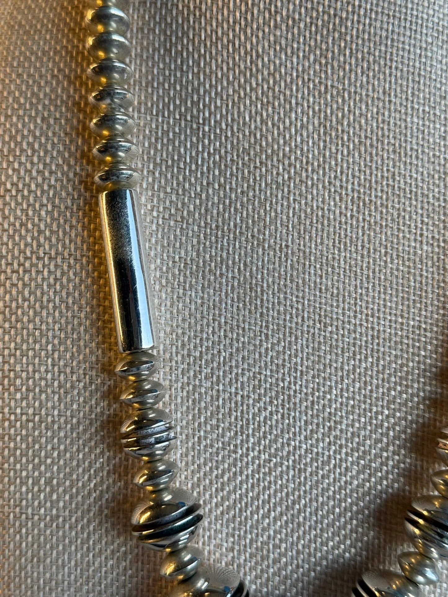 SILVER & CHANNEL BEAD NECKLACE 17 1/2" BY MIKE THOMPSON