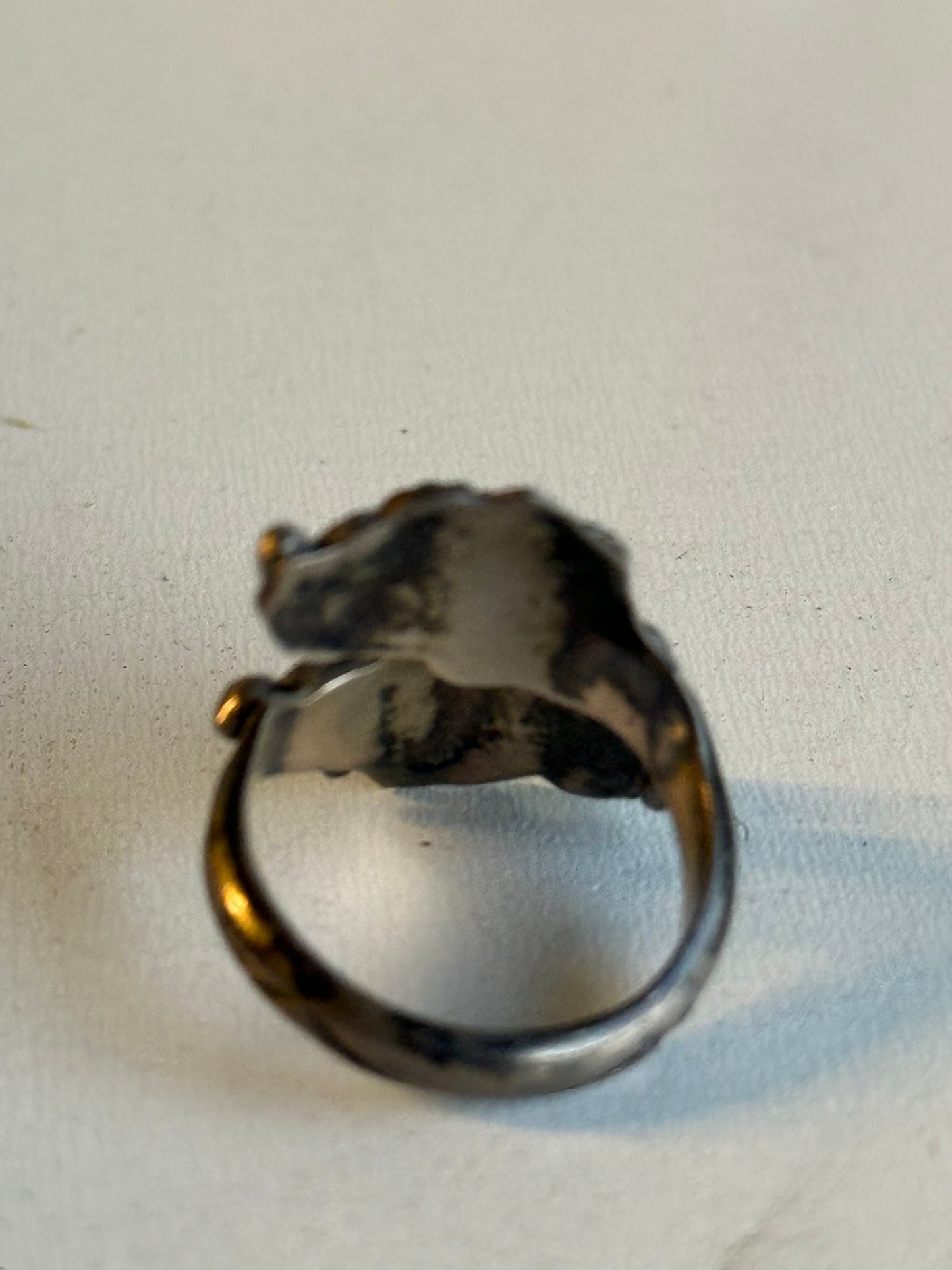 Sterling Silver Turquoise and Coral Feather Ring