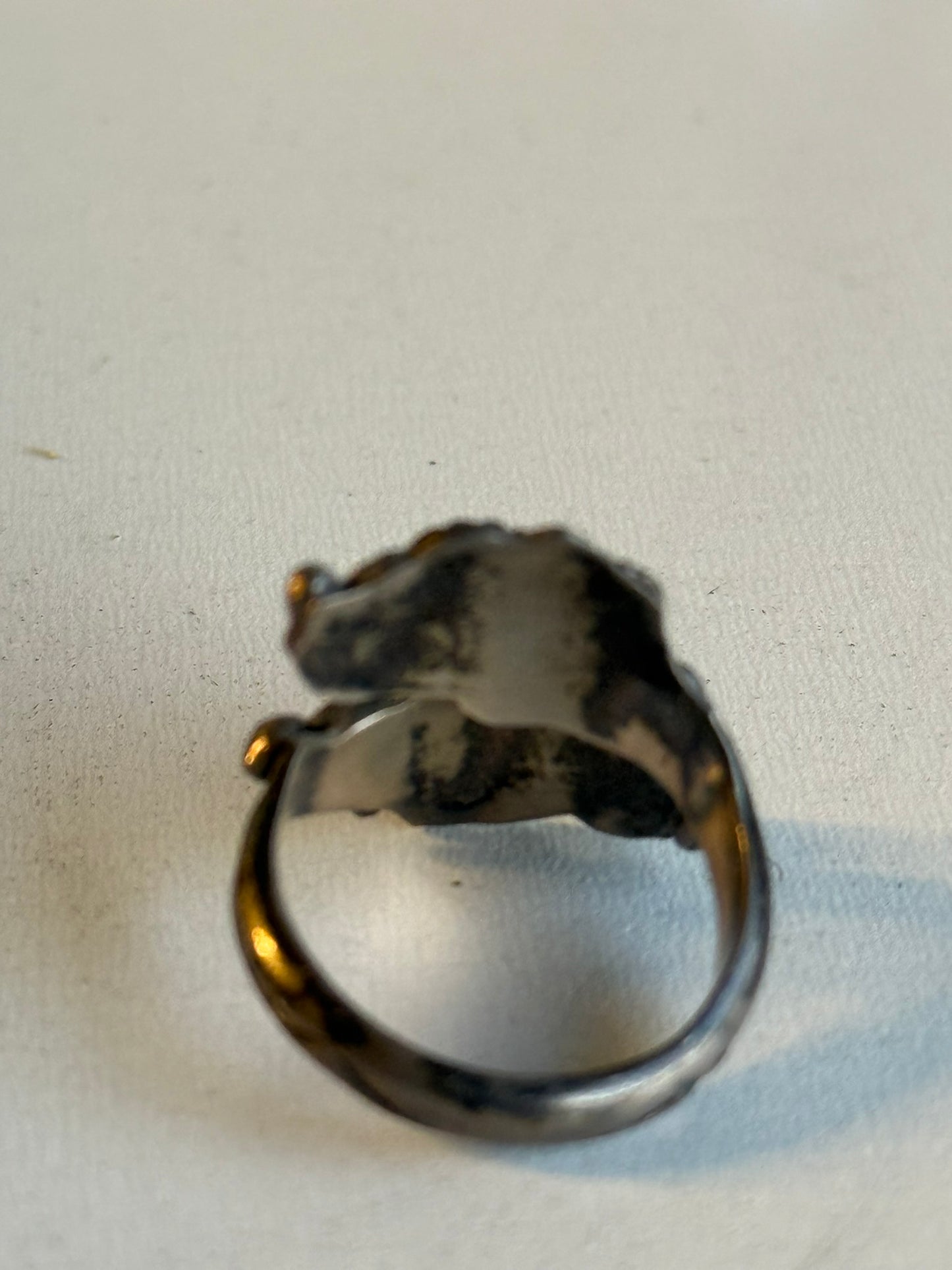 Sterling Silver Turquoise and Coral Feather Ring